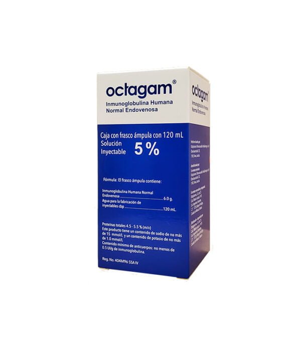 Octagam 6g medicamento que se usa como tratamiento para enfermedades como purpura, kawasaki, Síndrome de Guillain-Barré, Mieloma o leucemia linfocítica crónica