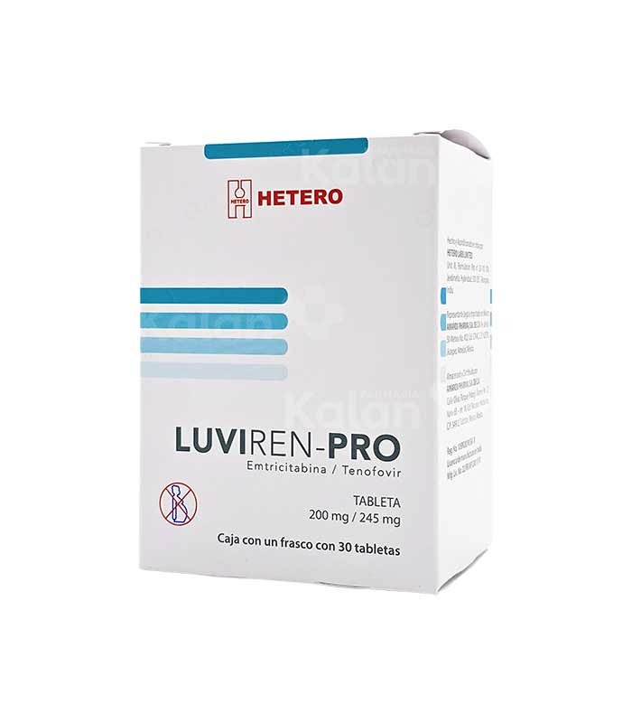 Luviren-pro Emtricitabina / tenofovir 200 mg / 245 mg 30 tabletas